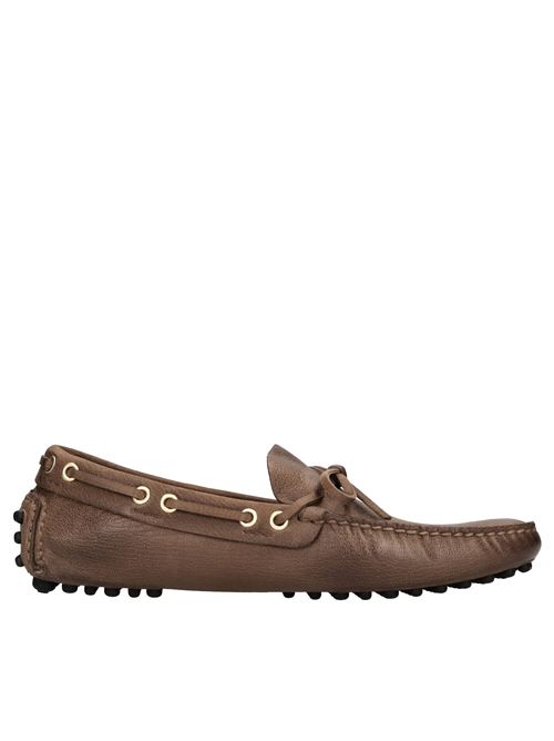 Leather moccasins CAR SHOE | KUD006 CAPRA ANTIC 4CAMMELLO